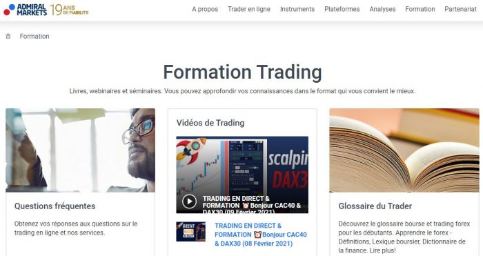 Formation bourse Admiral Markets
