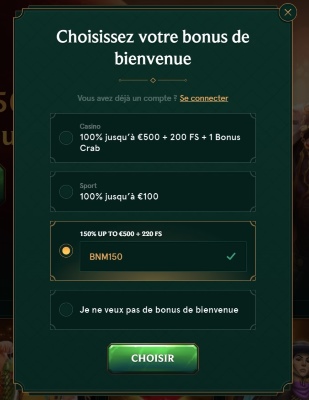 comment utiliser notre code promo casinia BNM150?