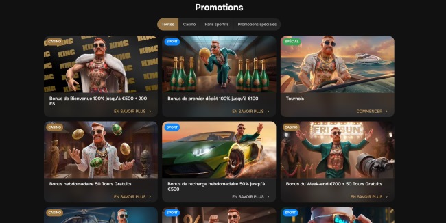 Tous les bonus et promotions du casino en ligne