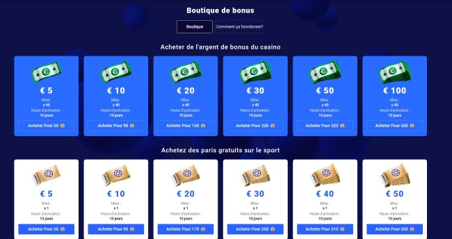 la boutique pour échanger les points