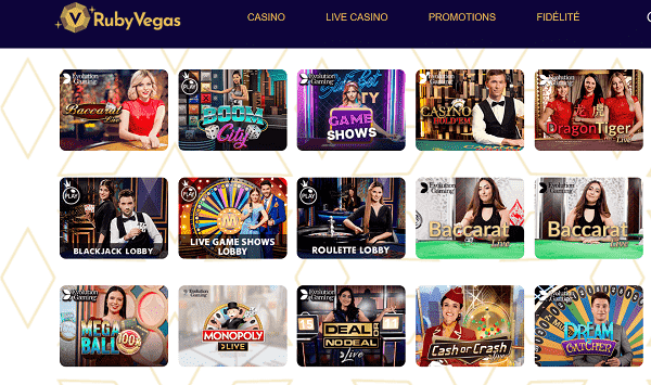 live casino ruby vegas